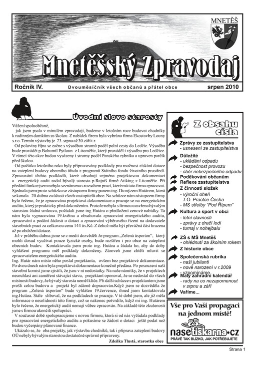 Mnetěšský zpravodaj