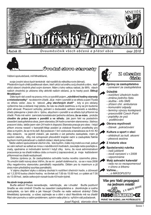 Mnetěšský zpravodaj