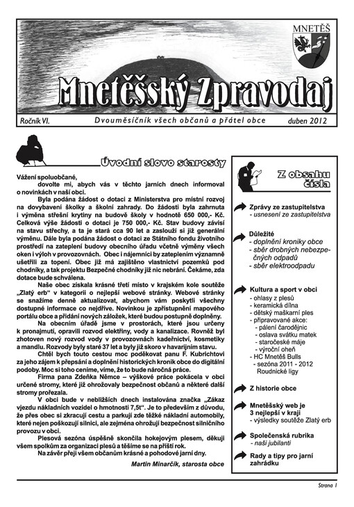 Mnetěšský zpravodaj