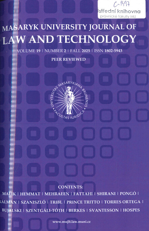 Masaryk University journal of law and technology