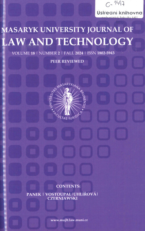 Masaryk university journal of law and technology.