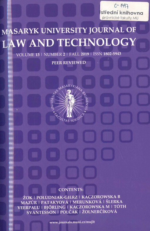 Masaryk university journal of law and technology.