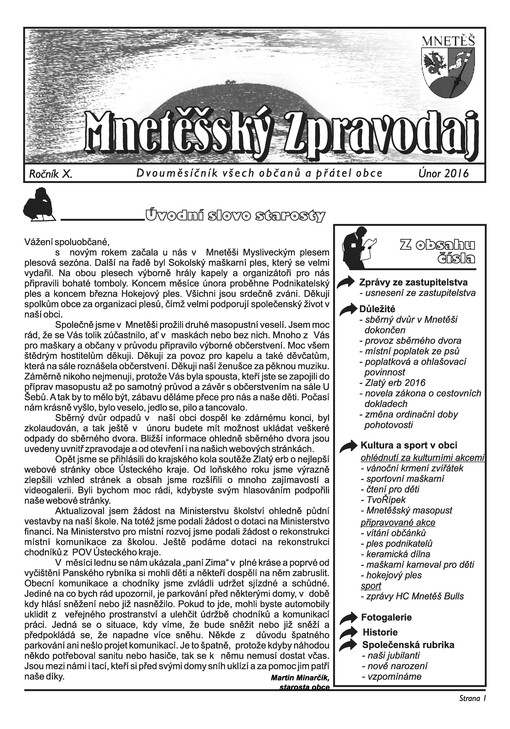 Mnetěšský zpravodaj