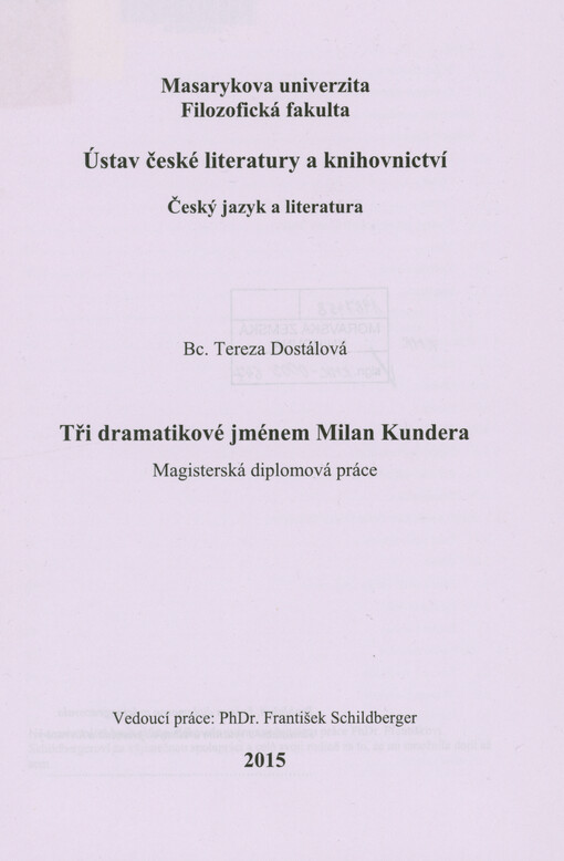 Tři dramatikové jménem Milan Kundera