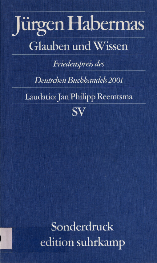 Glauben und Wissen : Friedenspreis des Deutschen Buchhandels 2001