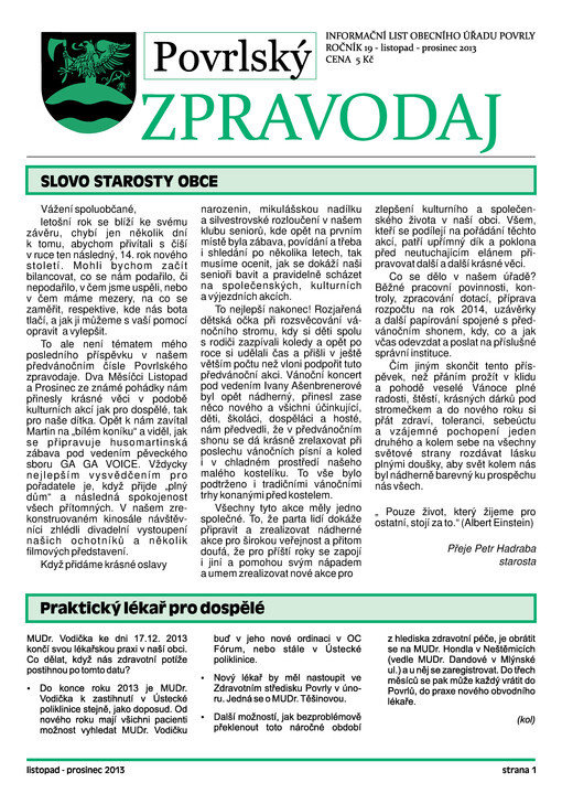 Povrlský zpravodaj : informační list obecního úřadu Povrly