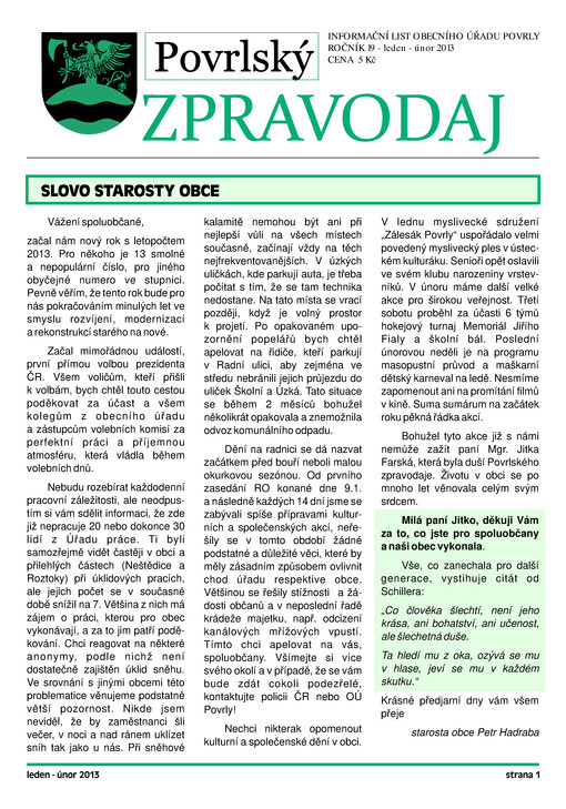 Povrlský zpravodaj : informační list obecního úřadu Povrly