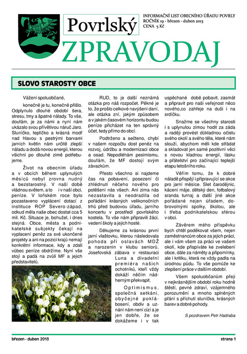 Povrlský zpravodaj : informační list obecního úřadu Povrly