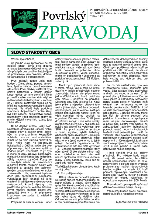 Povrlský zpravodaj : informační list obecního úřadu Povrly