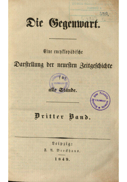 Die Gegenwart : Eine encyklopädische Darstellung der neuesten Zeitgeschichte für alle Stände. Dritter Band