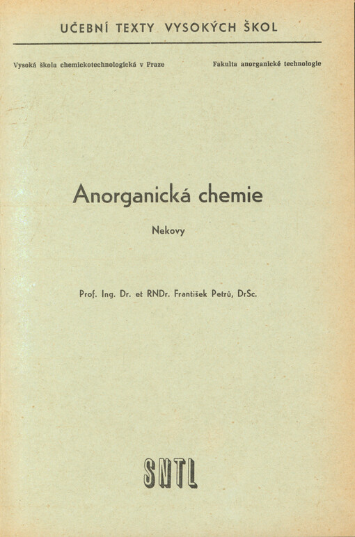 Anorganická chemie. Nekovy