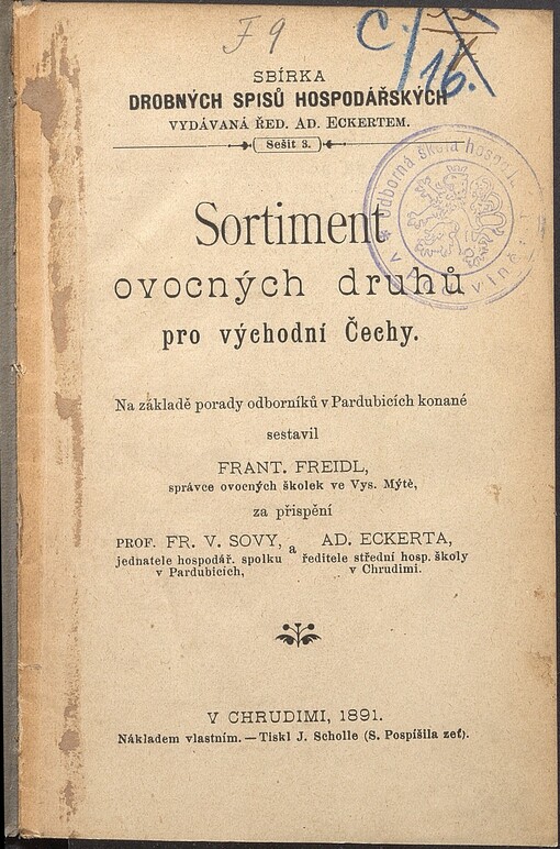Sortiment ovocných druhů pro východní Čechy