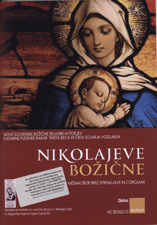 Nikolajeve Božične : mešani zbor brez spremljave in z orglami : Zbirka