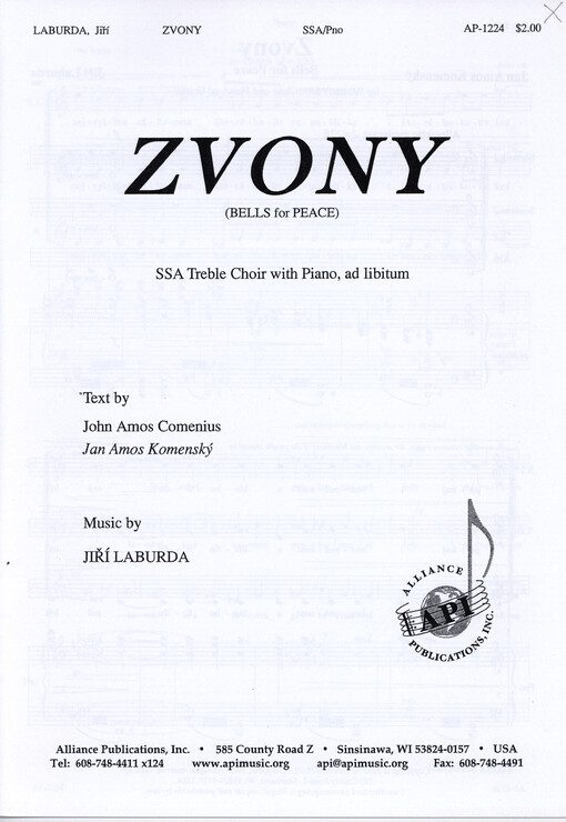 Zvony (Bells for Peace) : SSA Treble Choir with Piano, ad libitum