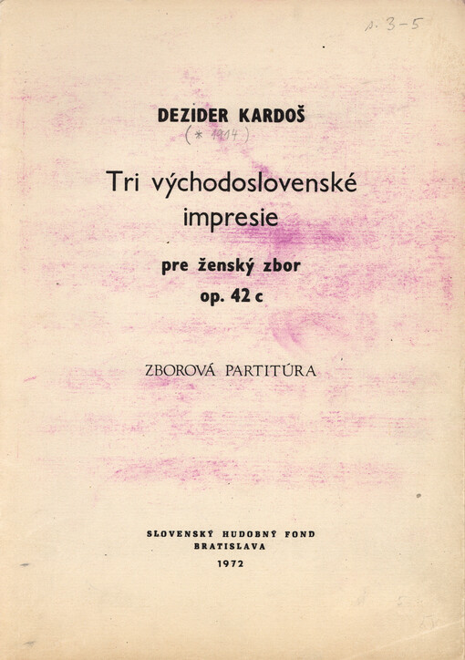 Tri východoslovenské impresie, op. 42/c : pre ženský zbor : zborová partitúra
