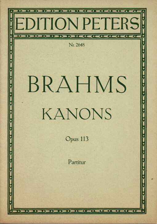 13 Kanons für Frauenstimmen, Op.113 Johannes Brahms