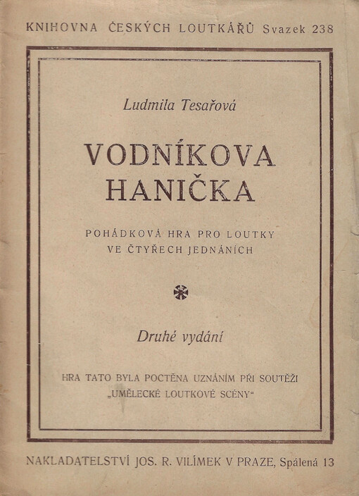 Vodníkova Hanička : pohádková hra ve 4 jednáních