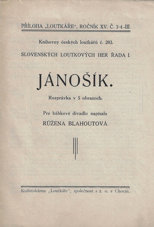 Jánošík : Rozprávka v 5 obrazoch