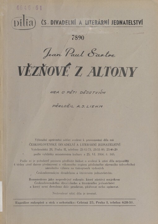 Vězňové z Altony :hra o 5 dějstvích /