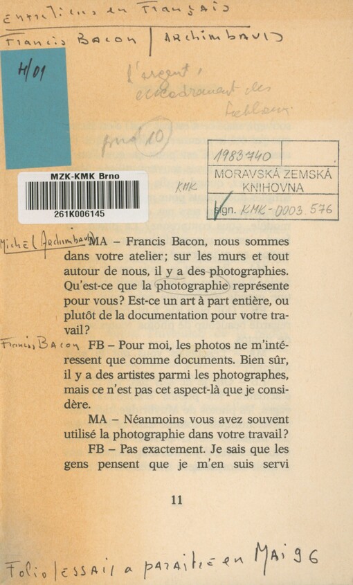 Entretiens avec Michel Archimbaud