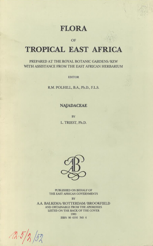 Flora of tropical East Africa. Najadaceae