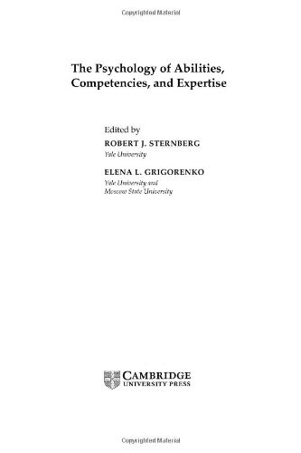 The psychology of abilities, competencies, and expertise