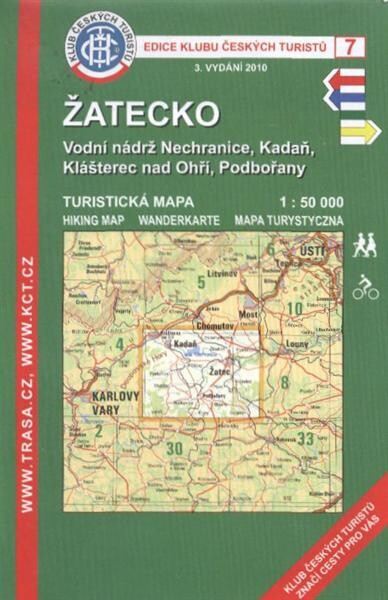 Žatecko vodní nádrž Nechranice, Kadaň, Klášterec nad Ohří, Podbořany : turistická mapa 1:50 000