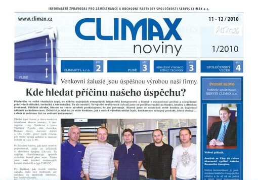 Climax noviny : informační zpravodaj pro zaměstnance a obchodní partnery společnosti Servis Climax a.s.
