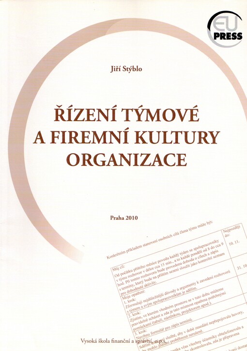 Řízení týmové a firemní kultury organizace