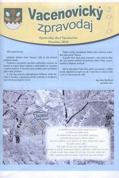 Vacenovický zpravodaj : zpravodaj obce Vacenovice