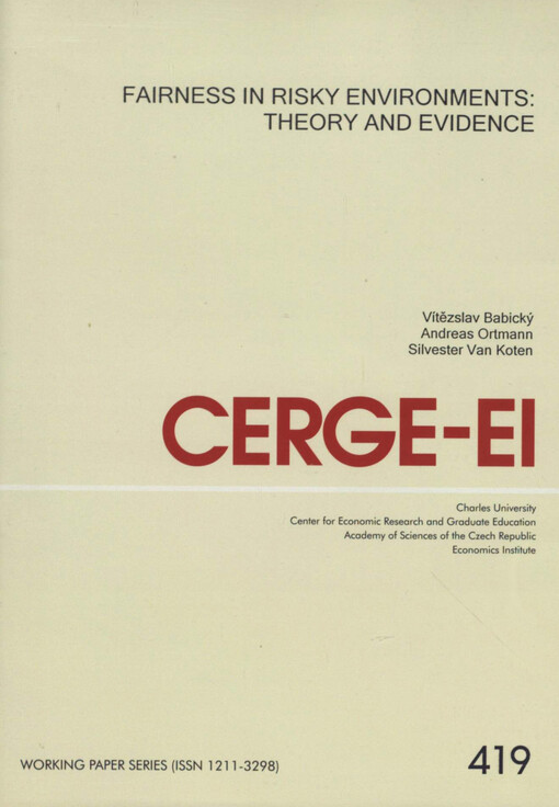 Fairness in risky environments : theory and evidence
