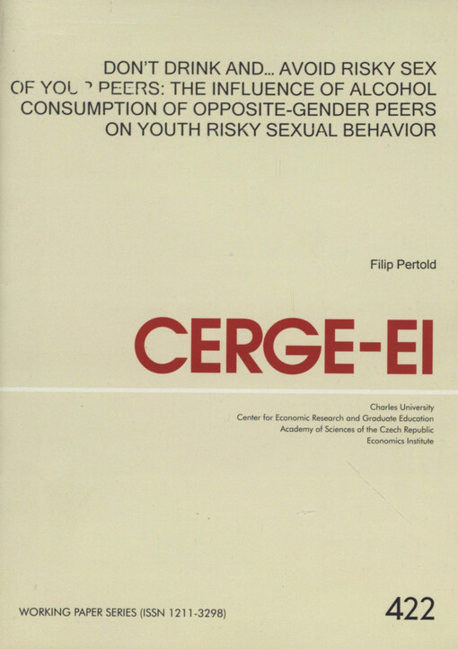 Don't drink and-- avoid risky sex of your peers : the influence of alcohol consumption of opposite-gender peers on youth risky sexual behaviour