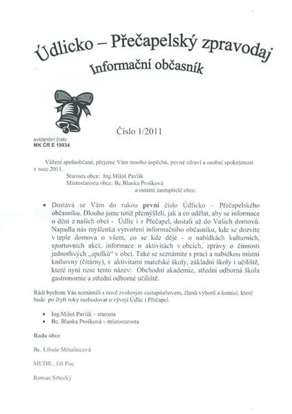 Údlicko-přečapelský zpravodaj : informační občasník