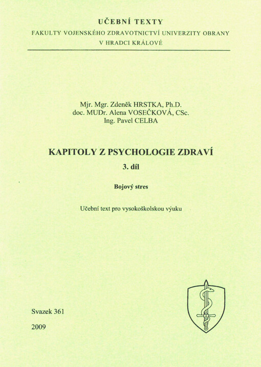 Kapitoly z psychologie zdraví : učební text pro vysokoškolskou výuku, Díl 3
