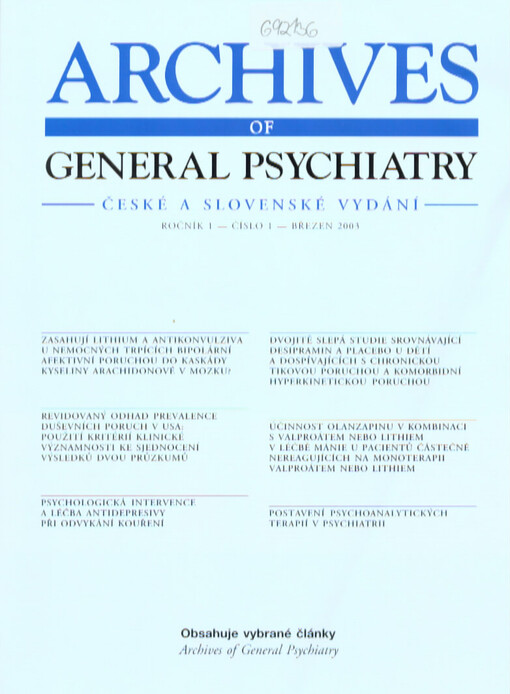 Archives of general psychiatry : české a slovenské vydání