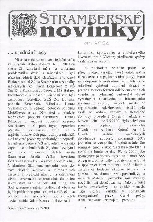 Štramberské novinky : informační měsíčník pro občany města