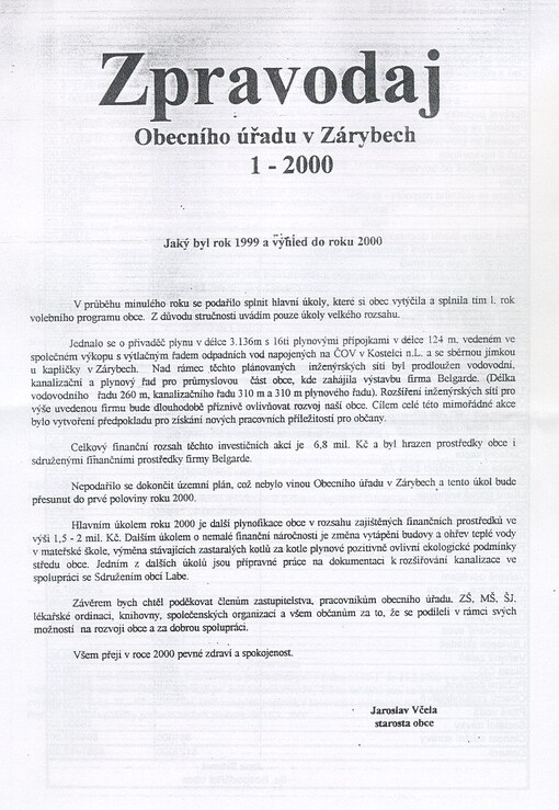 Zpravodaj Obecního úřadu v Zárybech