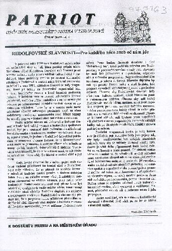 Patriot : občasník Hornického muzea v Rudolfově