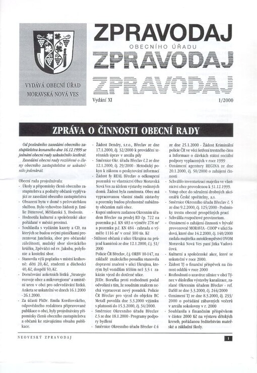 Zpravodaj Moravské Nové Vsi