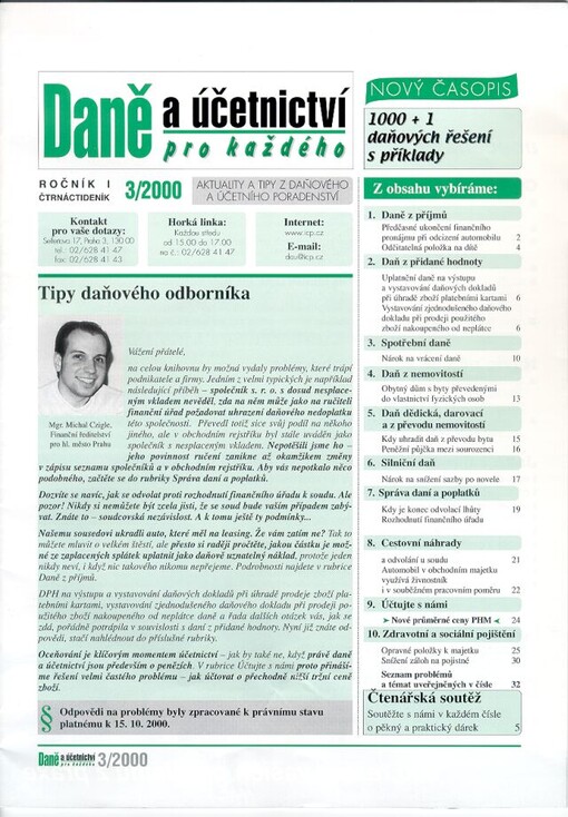 Daně a účetnictví pro každého : aktuality a tipy z daňového a účetního poradenství : čtrnáctideník