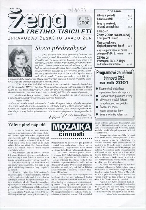 Žena třetího tisíciletí : zpravodaj Českého svazu žen