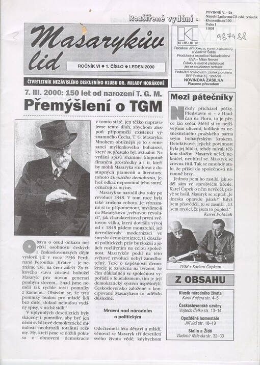 Masarykův lid : čtvrtletník nezávislého diskusního Klubu Dr. Milady Horákové