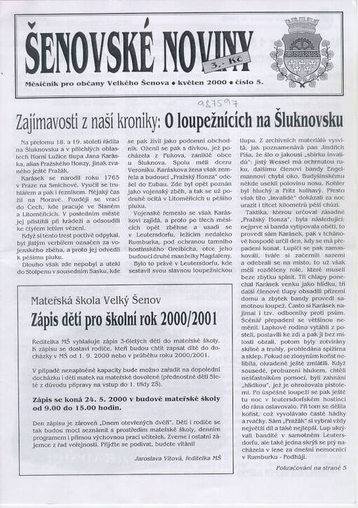 Šenovské noviny : měsíčník pro občany Velkého Šenova