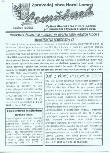 Lomňánek : zpravodaj obce Horní Lomná