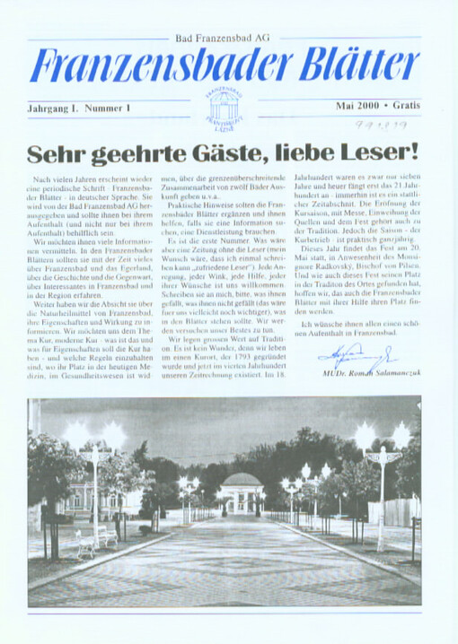Franzensbader Blätter : Bad Franzesbad AG