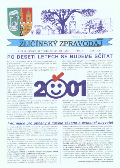 Zpravodaj Zličína a Sobína : měsíčník místního zastupitelstva
