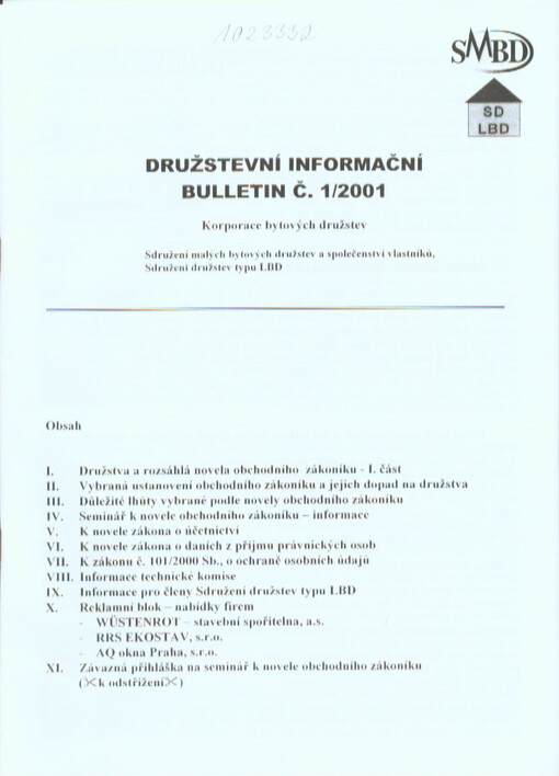 Družstevní informační bulletin : korporace bytových družstev