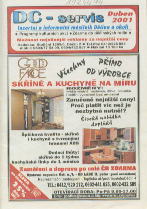 DC-servis : inzertní a informační měsíčník Děčína a okolí : programy kulturních akcí : zdarma do děčínských rodin