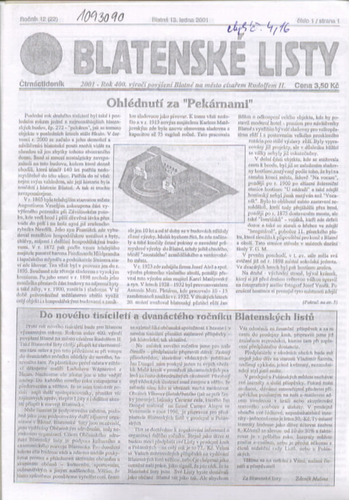 Blatenské listy : čtrnáctideník