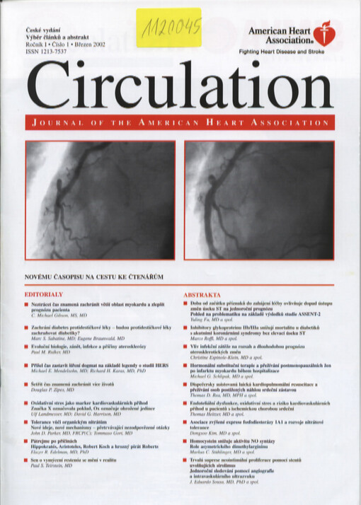 Circulation : journal of the American Heart Association : české vydání : výběr článků a abstrakt